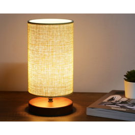 Opviq Lámpara de Mesa AYD-3113 con Capucha de Ratán, Crema y Negro